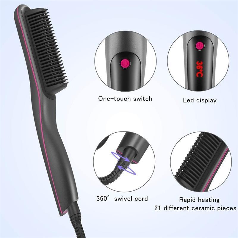 Straightening Comb Negative Ion Comb Multifunctional Automatic Styling Comb Anti-scald Electric Cur - Hair Care & Styling - British D'sire