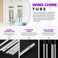 Swpeet 60Pcs Wind Chime Tubes Parts and Transparent Top Circles of Wind Chime with 100 Yard Wind Chime Wire and Swivel Hooks Clips Making Kit, Wind Chime Part Wind Chime Kit for Hanging Wind Chimes - British D'sire