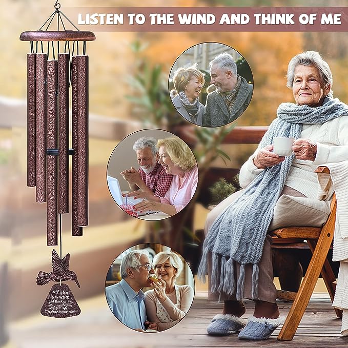 Sympathy Wind Chimes with Hummingbird Wind Spinner, Memorial Wind Chimes for Loss of Loved One Prime, Bereavement/Sympathy/Memorial Gift for Loss of Mother Father Husband Condolence Remembrance - British D'sire