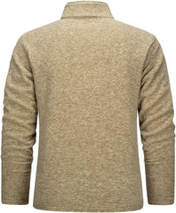 TACVASEN Half Zip Fleece for Men Pullover Sweater Long Sleeve Sweatshirt Jumper Casual Fleece Lined Pullover Shirt Khaki,L - British D'sire
