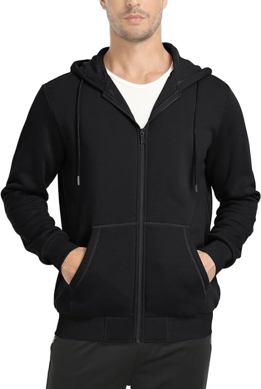 TACVASEN Men's Fleece Hoodies Zip Up Sherpa Lined Jackets Long Sleeve Sweatshirts Winter Warm Coats with Pockets - British D'sire