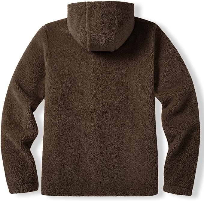 TACVASEN Men's Jacket Thick Fleece Jacket Full Zip Winter Hoodie Warm Work Jacket Windproof Hooded Jacket with Pockets - British D'sire