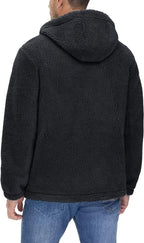 TACVASEN Men's Jacket Thick Fleece Jacket Full Zip Winter Hoodie Warm Work Jacket Windproof Hooded Jacket with Pockets - British D'sire