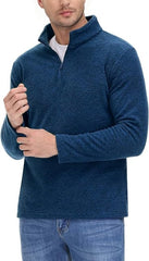 TACVASEN Mens Pullover Jumper Fleece Shirts Long Sleeve Work Pullover Sweater 1/4 Zip Top Fleece Sweatshirts Dark Blue,S - British D'sire