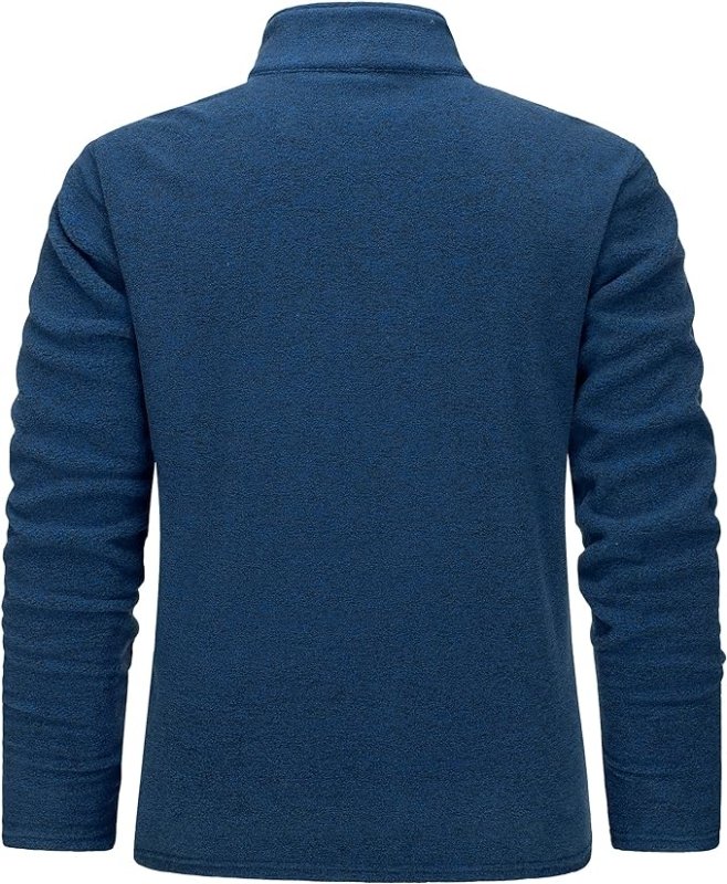 TACVASEN Mens Pullover Jumper Fleece Shirts Long Sleeve Work Pullover Sweater 1/4 Zip Top Fleece Sweatshirts Dark Blue,S - British D'sire