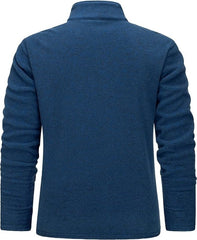 TACVASEN Mens Pullover Jumper Fleece Shirts Long Sleeve Work Pullover Sweater 1/4 Zip Top Fleece Sweatshirts Dark Blue,S - British D'sire