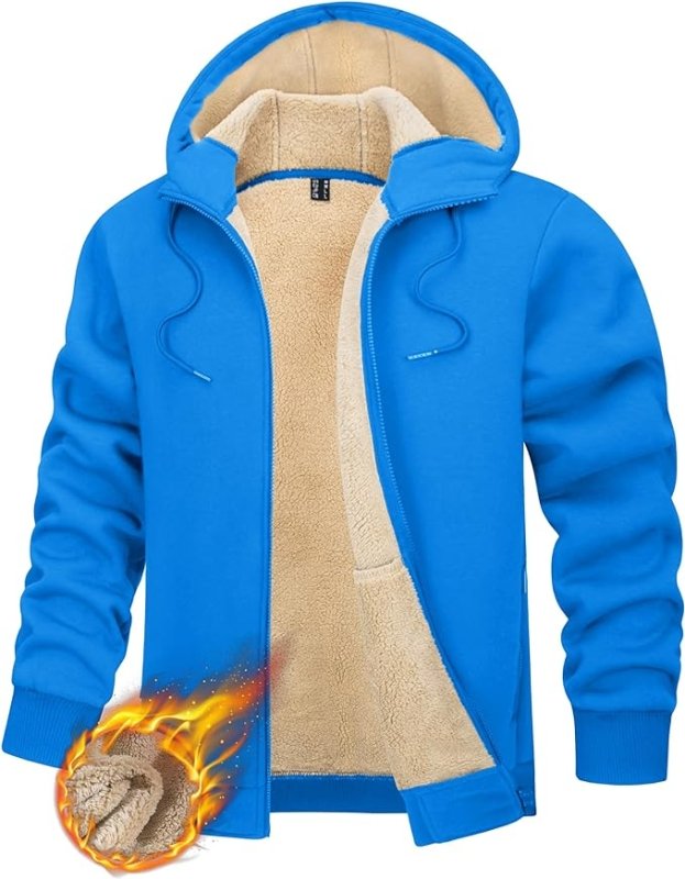 TACVASEN Men's Sherpa Fleece Lined Hoodies Zip Up Hoodie Jacket Winter Hooded Sweatshirt Warm Thick Coats with Pockets - British D'sire