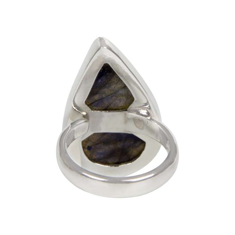 Teardrop Shaped Chunky Labradorite Sterling Silver Ring - Rings - British D'sire