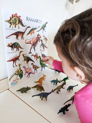 Teddo Play RAAR! Dinosaurs Portable Educational Poster Board (Large: 30x30cm) Free Wooden Tripod Stand - Learning & Education - British D'sire