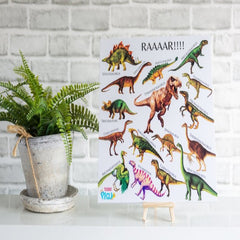 Teddo Play RAAR! Dinosaurs Portable Educational Poster Board (Large: 30x30cm) Free Wooden Tripod Stand - Learning & Education - British D'sire