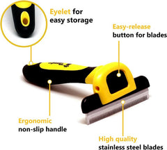 Thunderpaws Best Professional Deshedding Tool and Pet Grooming Brush – D-Shedz for Small, Medium and Large Breeds of Dogs and Cats with Short or Long Hair - Dog Grooming Products - British D'sire