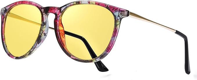 TJUTR Women's Night Vision Glasses for Driving, Polarized Yellow Lens Reduce Glare Safety Nighttime UV Protection - British D'sire