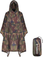 TOMSHOO Rain Poncho, Raincoat, Waterproof Camping Tent | Tarpaulin | 3-in-1 Multifunctional rain Cover for Hunting |Camping | Hiking and Cycling - British D'sire