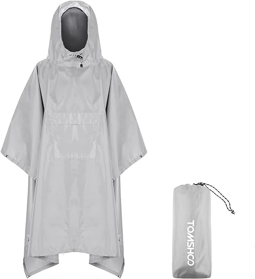 TOMSHOO Rain Poncho, Raincoat, Waterproof Camping Tent | Tarpaulin | 3-in-1 Multifunctional rain Cover for Hunting |Camping | Hiking and Cycling - British D'sire