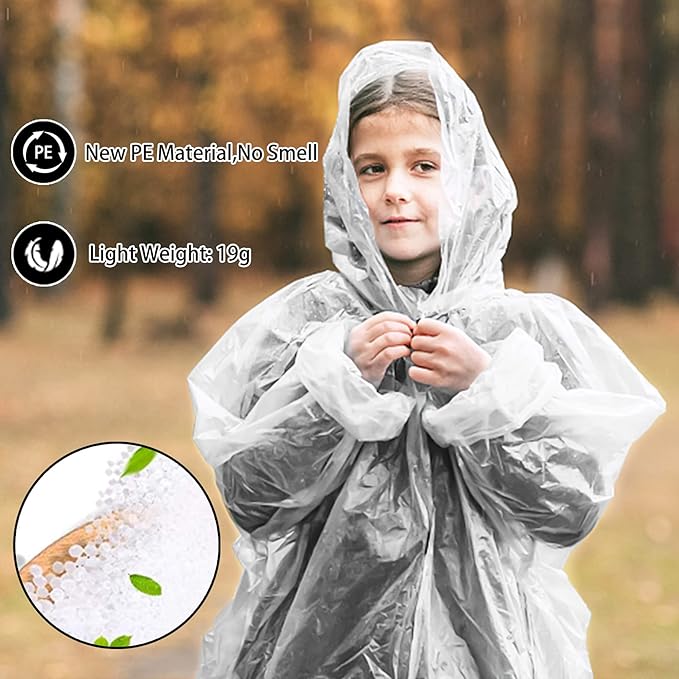 TONITTO 10 Disposable Rain Ponchos for Women & Emergency Waterproof Raincoats Men Adult Outdoor Recreation Camping Hiking - British D'sire