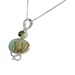 Truly Exquisite Sterling Silver Statement Pendant with a Beautiful and Rare Variscite Crystal as the Main Stone. - Necklaces & Pendants - British D'sire