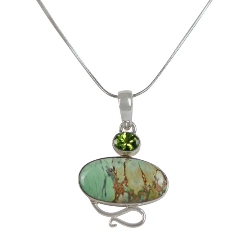 Truly Exquisite Sterling Silver Statement Pendant with a Beautiful and Rare Variscite Crystal as the Main Stone. - Necklaces & Pendants - British D'sire