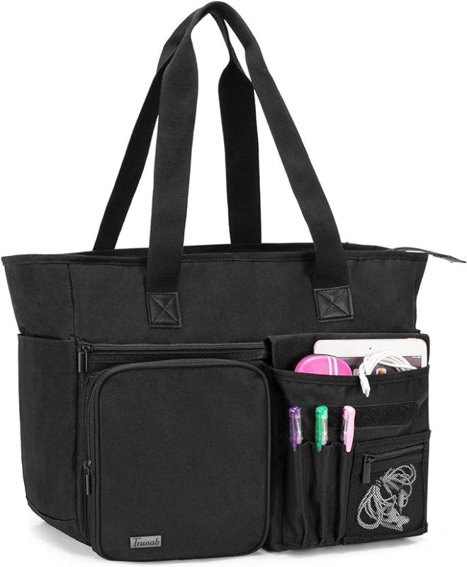 Trunab Portable Teacher Work Bag, Teacher Utility Tote Bag with Multiple Pockets and Padded Laptop Sleeve, Ideal for Work, Travel, Office, Business, Patented Design - British D'sire