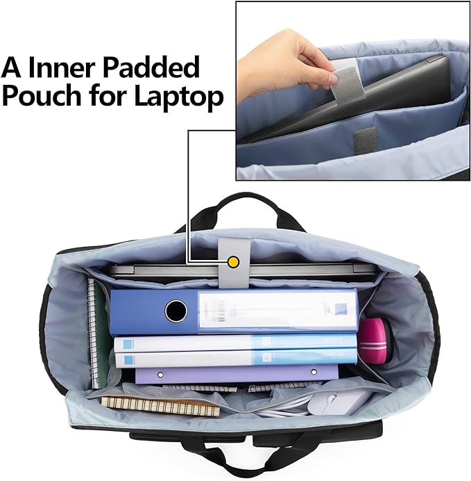 Trunab Portable Teacher Work Bag, Teacher Utility Tote Bag with Multiple Pockets and Padded Laptop Sleeve, Ideal for Work, Travel, Office, Business, Patented Design - British D'sire