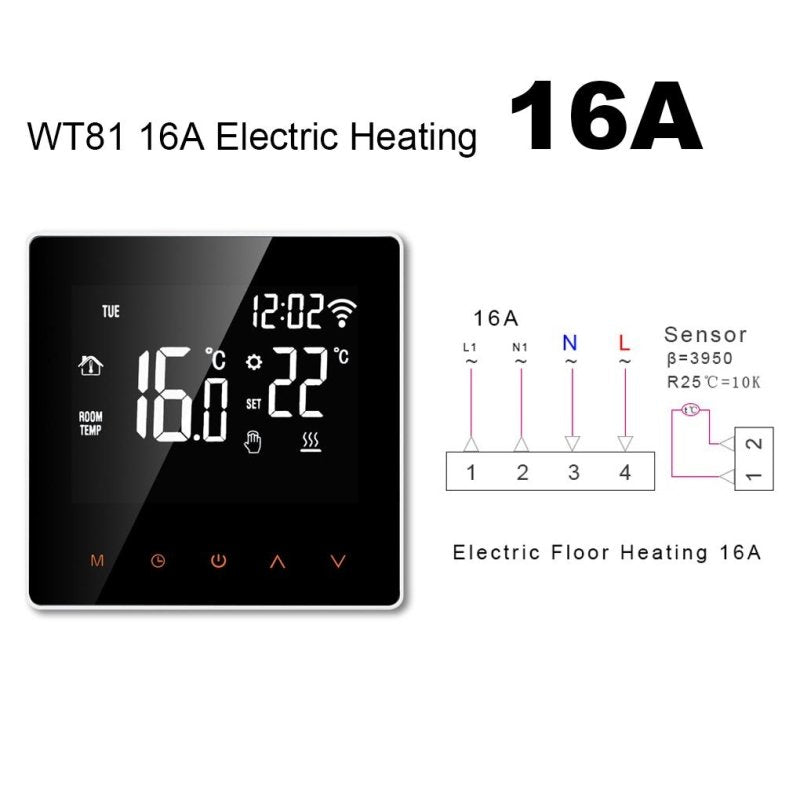 Tuya WiFi Smart Thermostat Electric/Water Boiler AC110-230V Temperature  Controller Backlight LCD Safety Lock Sensor for Room - British D'sire
