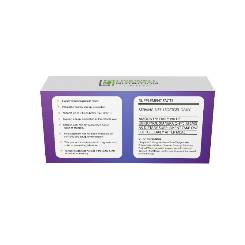 Ubiquinol – Kaneka QH®Pure Encapsulation (150MG) High Potency (150 Softgels) Naturally Fermented Reduced Form of CoQ10. - Food supplement, vitamin - British D'sire