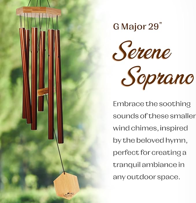 UpBlend Outdoors Wind Chimes for Outside - 29" Copper-Red Wind Chime Outdoor, Zen Garden Chimes for Outdoors, Tin Windchime, Decor Windchimes for Mom, Grandma, Gifts for Her - British D'sire