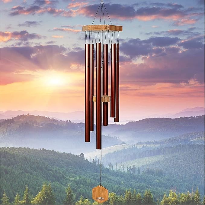 UpBlend Outdoors Wind Chimes for Outside - 29" Copper-Red Wind Chime Outdoor, Zen Garden Chimes for Outdoors, Tin Windchime, Decor Windchimes for Mom, Grandma, Gifts for Her - British D'sire