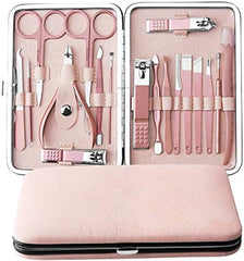 【Updated 】Nail Clippers Set Manicure Pedicure Kit with Eyebrow Knife - Manicure Set Women Professional Stainless Steel Pedicure Nail Clipper Tools Travel Luxury 18 in 1 with Grooming Travel Leather - Skin Care Kits & Combos - British D'sire