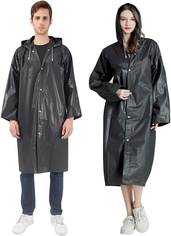 UPSEN Rain Ponchos for Adults, Reusable Raincoats for Women Men, 2 Pack Emergency Rain Jacket with Hood for Disney Outdoor - British D'sire