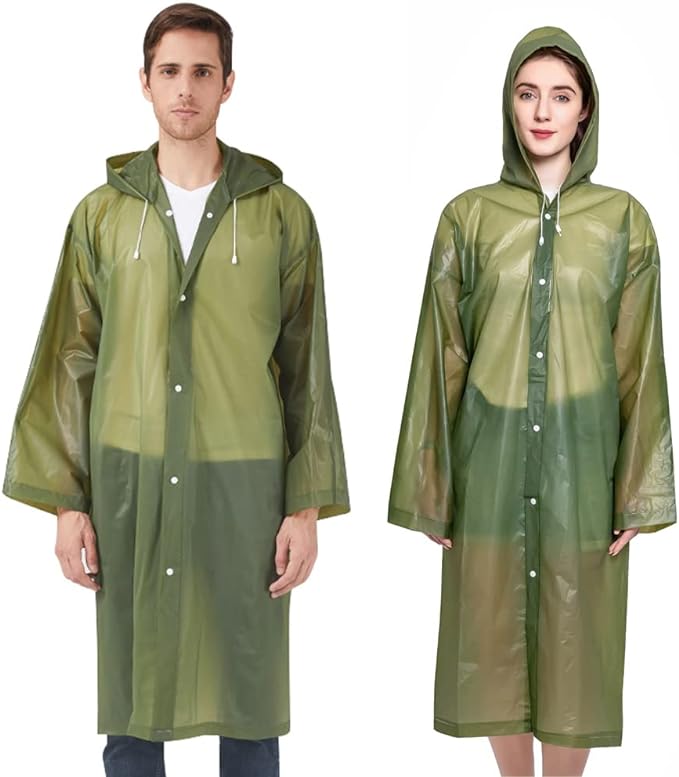 UPSEN Rain Ponchos for Adults, Reusable Raincoats for Women Men, 2 Pack Emergency Rain Jacket with Hood for Disney Outdoor - British D'sire Main image