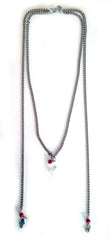 Valentine's Day necklace in silver, coral and hamsa. - Necklace - British D'sire