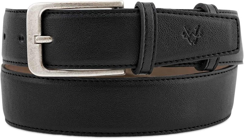 Vegan Faux Leather Belt - Classic Metal Buckle - Belts for Men & Women for Trousers, Work, Casual Accessories - Non-Leather, Ethically Handmade | - Mens Accessories - British D'sire