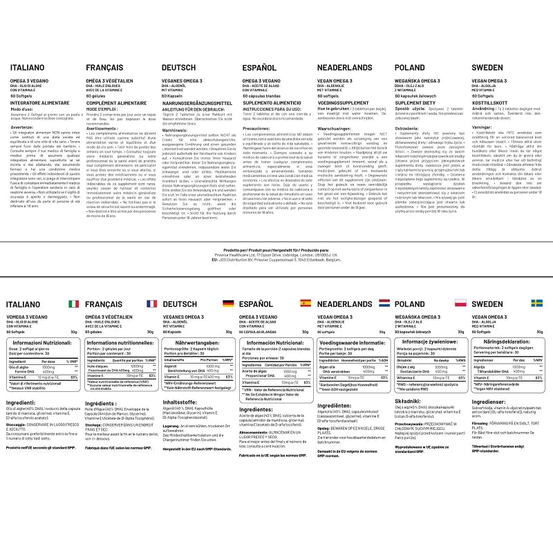 Prowise Vegan Omega-3 DHA from Algae Oil | 60 Softgels with Vitamin E | 400mg DHA + 10mg Vitamin E | 100% Plant-Based | Supports Brain, Eye, and Joint Health | Pure & Sustainable Sourced - British D'sire