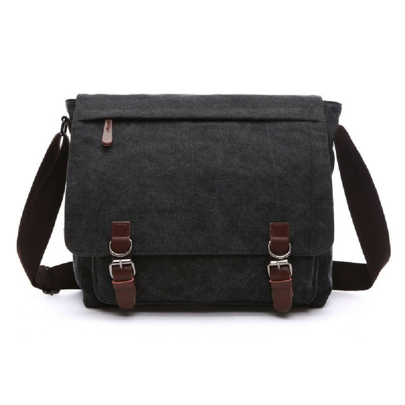 Versatile Canvas Shoulder Messenger Bag Business Computer Bag, Color: Black Large - Shoulder Messenger Bag - British D'sire