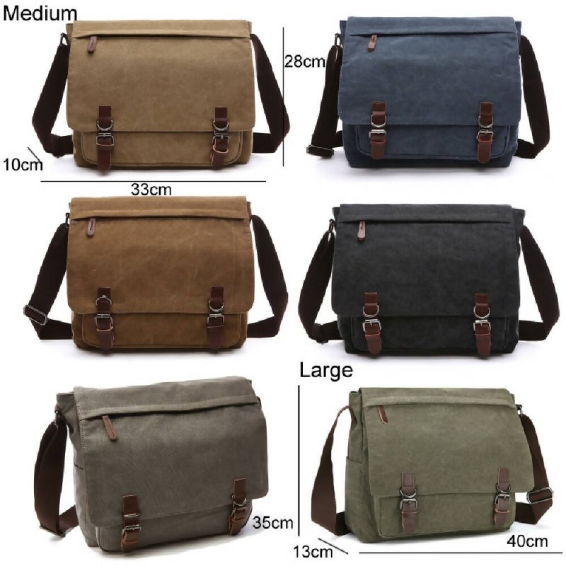 Versatile Canvas Shoulder Messenger Bag Business Computer Bag, Color: Black Large - Shoulder Messenger Bag - British D'sire