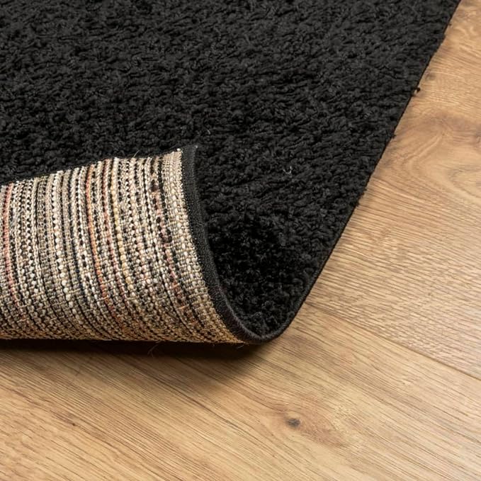 vidaXL Shaggy Rug-240x240cm, Modern Black Square Floor Carpet, Soft High Pile Polypropylene Mat, OEKO-TEX Safe, Suitable for Living Room/Bedroom - British D'sire