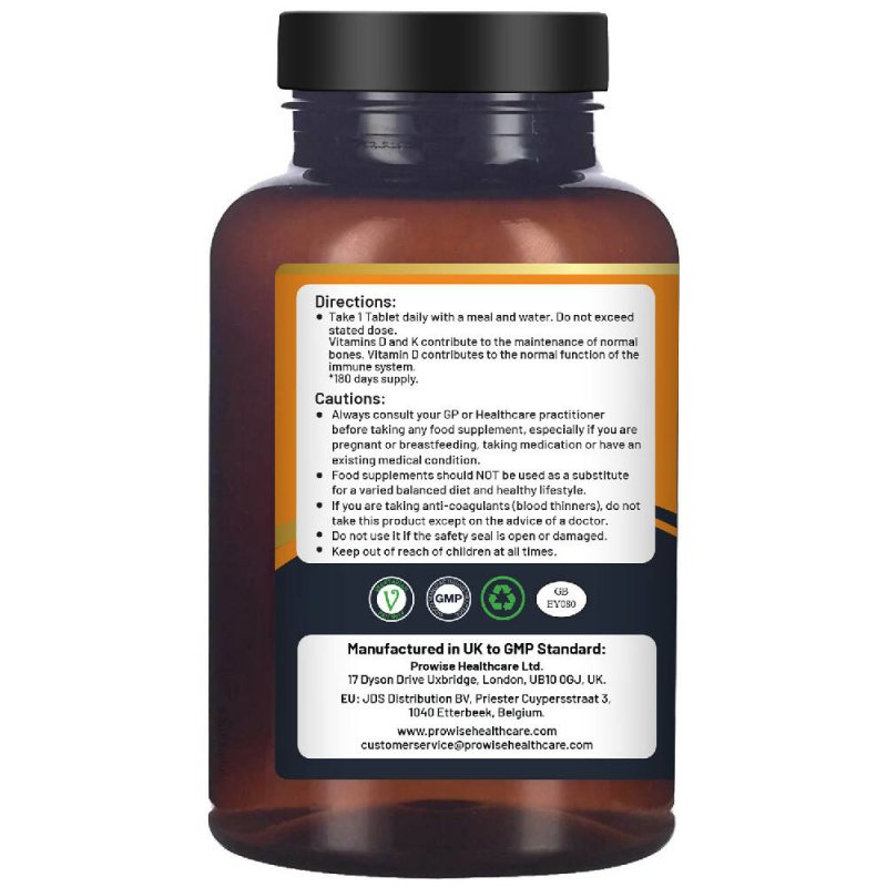 Vitamin D3 4000IU & K2 MK7 100μg Vegetarian Tablets I 180 ( 6 Months Supply) - Vitamins & Supplements - British D'sire