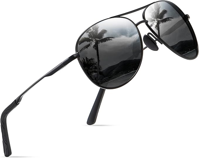 wearPro Polarised-Sunglasses-Mens-Womens-Pilot Sunglasses Unisex UV400 Protection Polarized Sun Glasses Black Sunglasses Unisex Classic Vintage Style Ultralight Shades For Driving - British D'sire