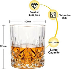 Whisky Glass, Set of 4 (2 Crystal Tumbler Glasses, 2 Large Ice Ball Moulds) in Gift Box | 300ml Whiskey Glasses - Glasswares & Drinkwares - British D'sire
