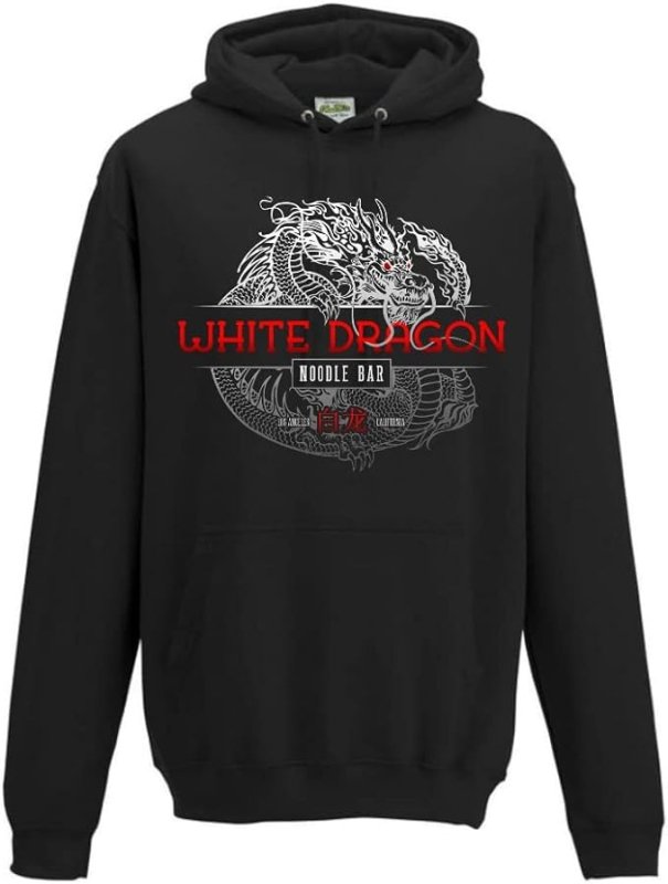 White Dragon Noodle Bar Hoodie - Mens Hooded Jacket Jumper - Sweatshirt Top Hoody - British D'sire