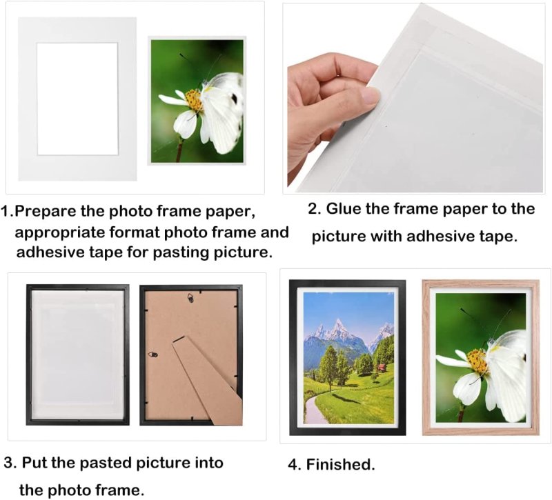 White Picture Photo Frame Mounts Mats, A4 Frame for Picture 8 * 6 Inch, 10 PACK Computer Cut Card Picture Photo Mounts for Frames, Cardboard Picture Frames - Housings & Frames - British D'sire