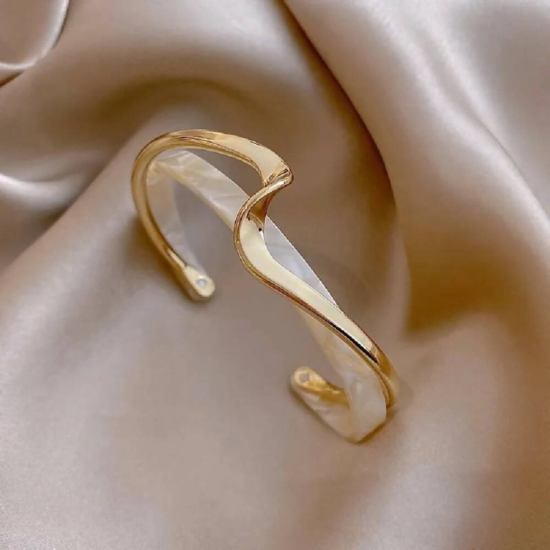 White Shell Plate Bracelet Curved Metal Hand Ornaments(SL02-80) - Bracelet - British D'sire
