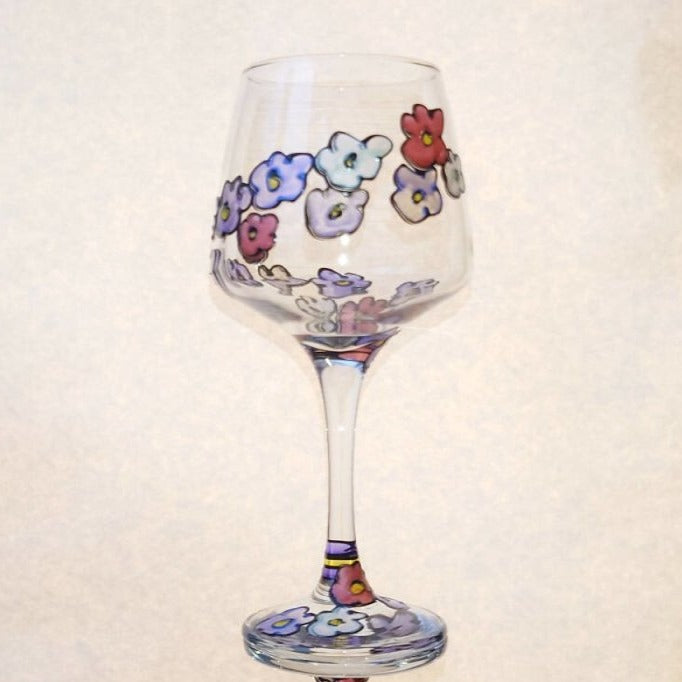 WHITE wine glass ' iridescent flowers' - Glasswares & Drinkwares - British D'sire