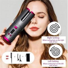 Wireless Hair Curler Automatic Curling Iron USB Rechargeable Timer LCD Digital Hair Styling Tools - Hair Care & Styling - British D'sire