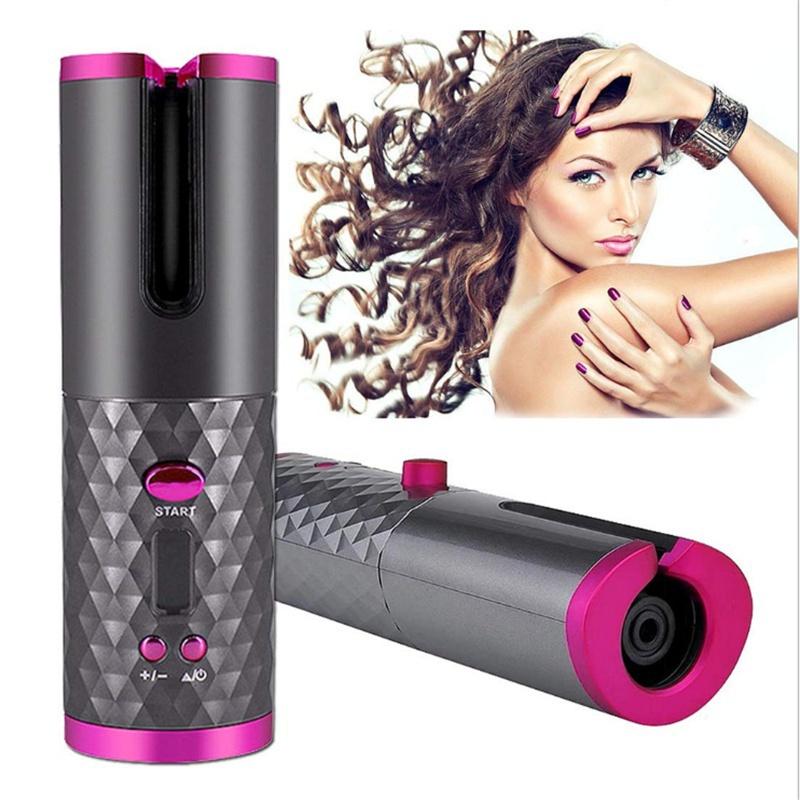 Wireless Hair Curler Automatic Curling Iron USB Rechargeable Timer LCD Digital Hair Styling Tools - Hair Care & Styling - British D'sire