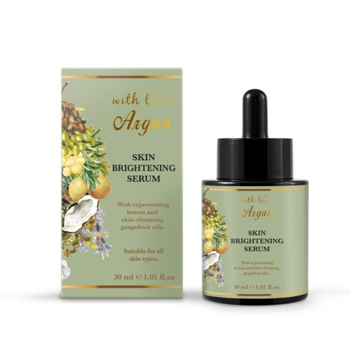 With Love Argan® Skin Brightening Serum 30 ml (1.01 fl.oz) | Consists Cleansing Grapefruit, Rejuvenating Lemon and Nutrient-rich Argan Oil | Reduce Discolouration, Blemishes and Spots| Prevents Premature Ageing | Suits All skin-types