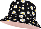 Women Bucket Hats Reversible Sun Hat Print Summer Fisherman Hat Cotton Travel Beach Bucket Hats for Teens - Womens Headwear - British D'sire