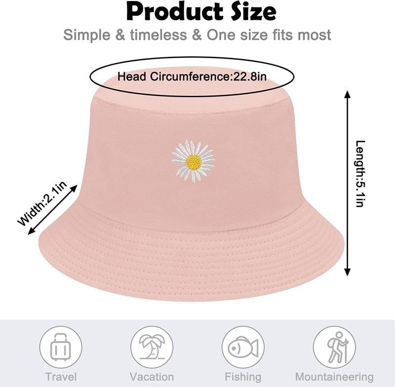 Women Bucket Hats Reversible Sun Hat Print Summer Fisherman Hat Cotton Travel Beach Bucket Hats for Teens - Womens Headwear - British D'sire