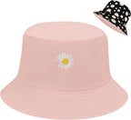 Women Bucket Hats Reversible Sun Hat Print Summer Fisherman Hat Cotton Travel Beach Bucket Hats for Teens - Womens Headwear - British D'sire