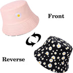 Women Bucket Hats Reversible Sun Hat Print Summer Fisherman Hat Cotton Travel Beach Bucket Hats for Teens - Womens Headwear - British D'sire